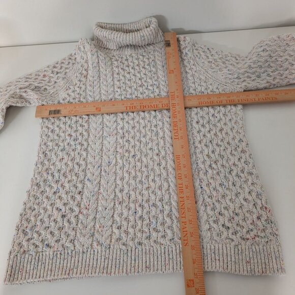 Lands End Cable Knit Turtleneck Sweater Womens Size Large Cream Fisherman - Picture 8 of 10